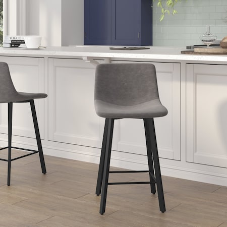 Flash Furniture 24" Gray LeatherSoft Counter Stools, PK 2 CH-212069-24-GY-GG